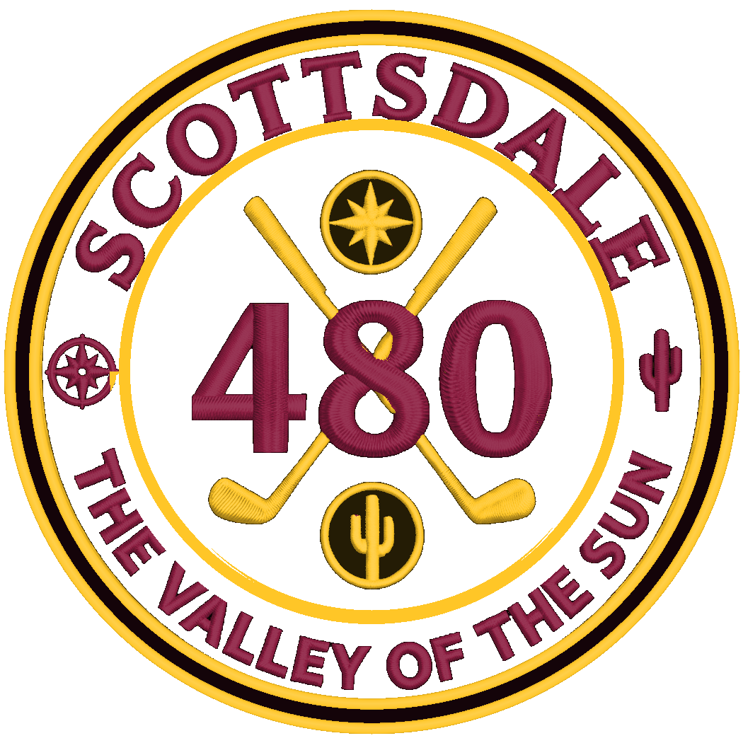 Scottsdale 480 Premium Five Panel Cap — Maroon & Gold Crest