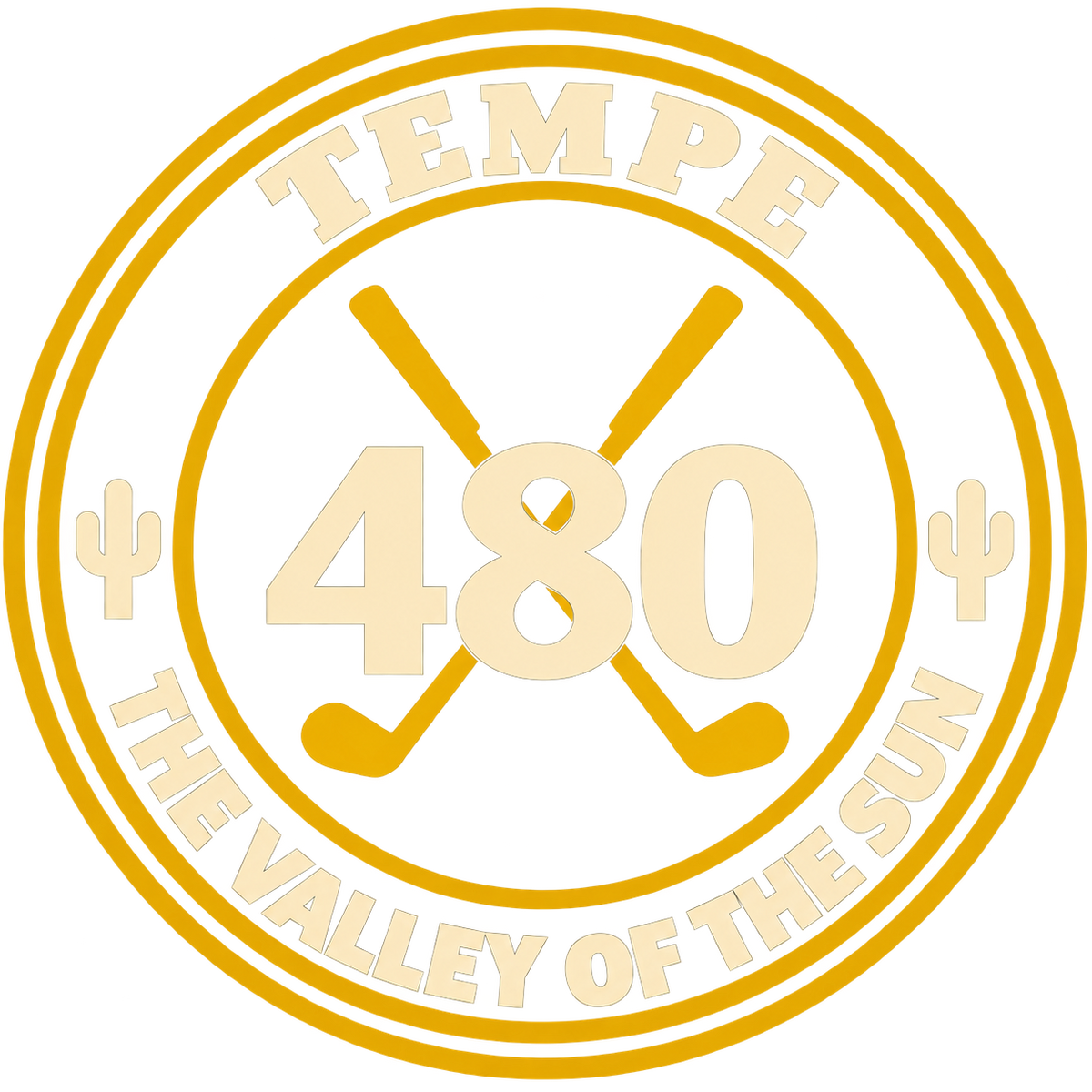 Tempe 480 Premium Performance Polo — Cream & Gold Crest