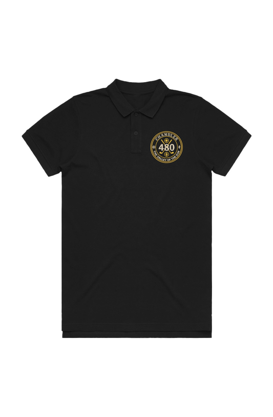 Chandler 480 Premium Pique Polo Gold Cream Emblem