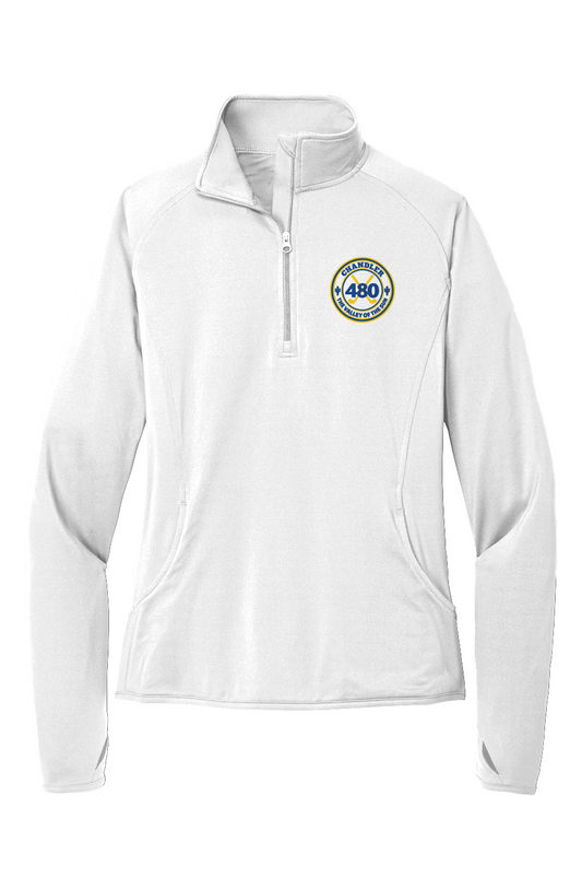 Women s Chandler 480 Premium Sport Wick 1 4 Zip Pullover Navy Gold Crest
