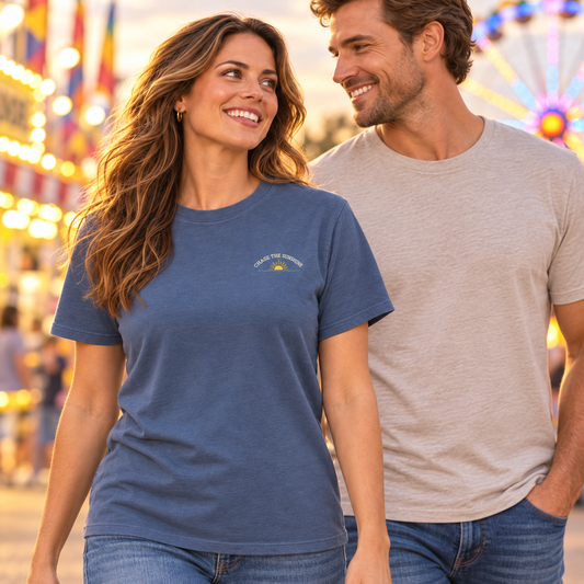 Valley of the Sun Women’s Heavyweight Garment Dye Tee — Washed Navy & Washed Black