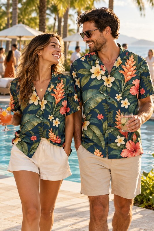 Island Days Button Shirt — Slate Blue