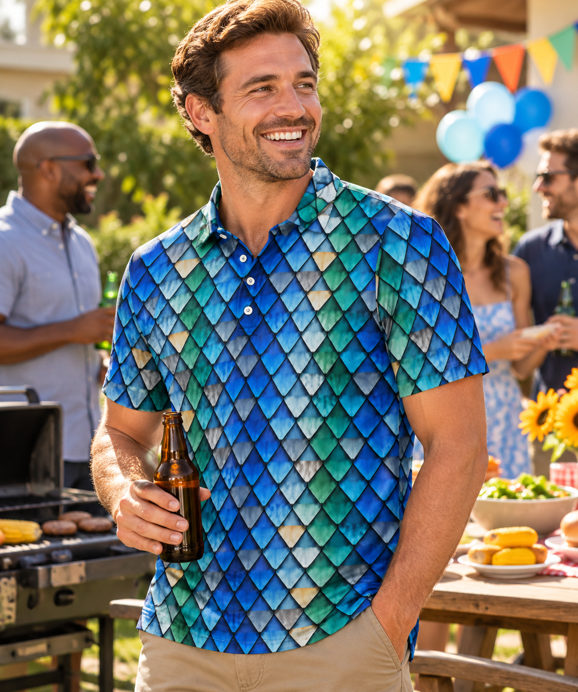 Blue Current Scale Polo Shirt